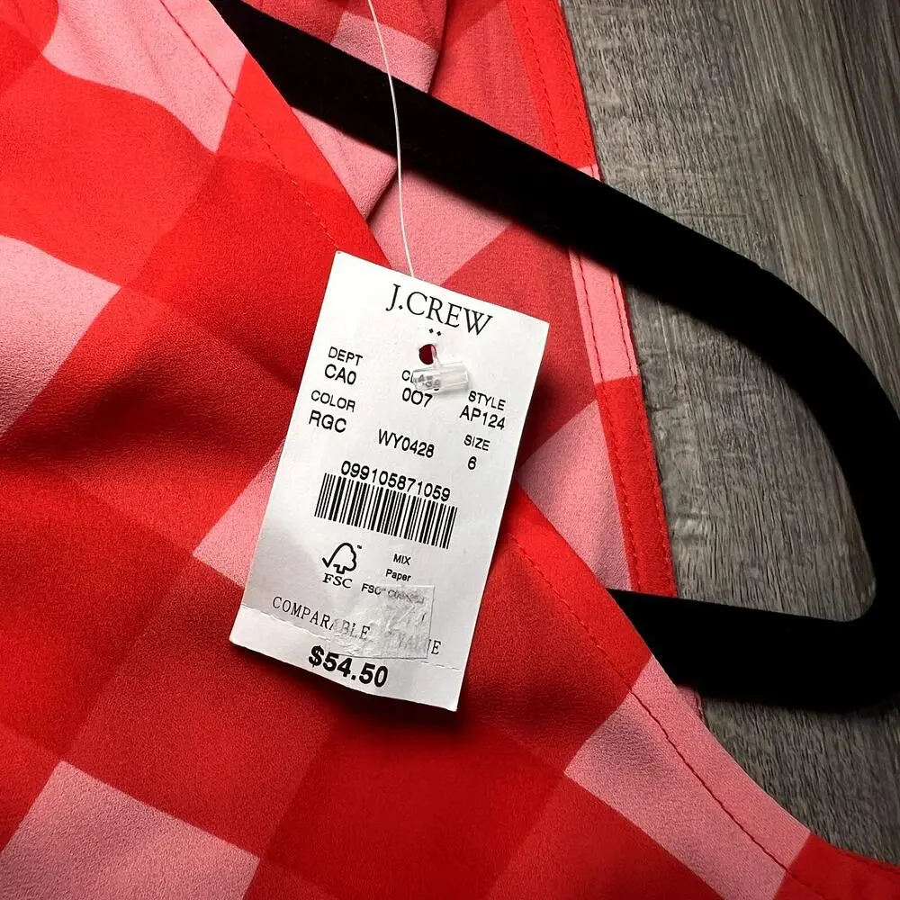 J. CREW Gingham Tie-Neck Womens Tank NWT